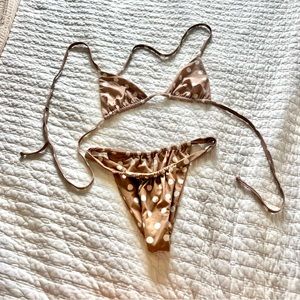 Inamorata beige polka dot bikini minimal s xs